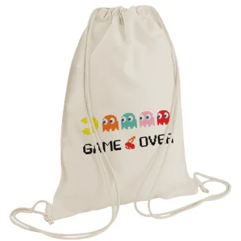GAME OVER pac-man, Τσάντα πλάτης πουγκί GYMBAG natural (28x40cm)