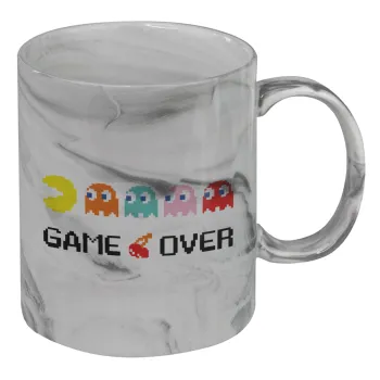 GAME OVER pac-man, Mug ceramic marble style, 330ml