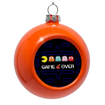 GAME OVER pac-man, Orange Christmas tree ornament bauble 8cm