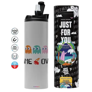 GAME OVER pac-man, Tumbler stainless steel GREY 600ml