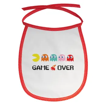 GAME OVER pac-man, Σαλιάρα μωρού αλέκιαστη με κορδόνι Κόκκινη