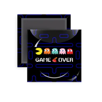 GAME OVER pac-man, Μαγνητάκι ψυγείου τετράγωνο διάστασης 5x5cm