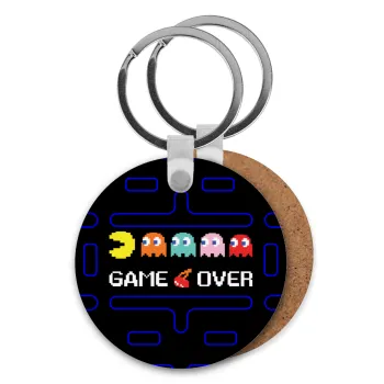 GAME OVER pac-man, Μπρελόκ Ξύλινο στρογγυλό MDF Φ5cm