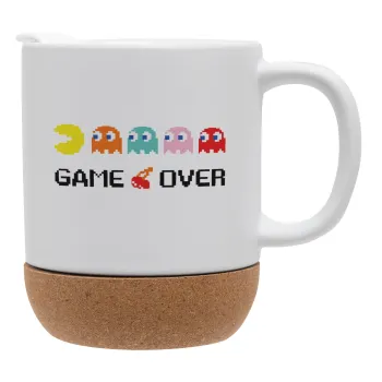 GAME OVER pac-man, Κούπα, κεραμική με βάση φελού και καπάκι (ΜΑΤ), 330ml