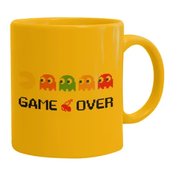GAME OVER pac-man, Κούπα, κεραμική κίτρινη, 330ml