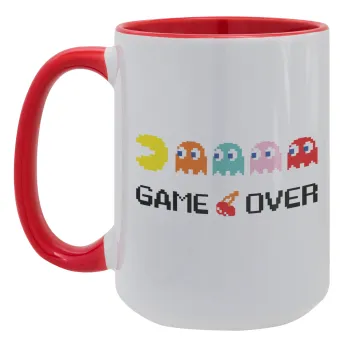 GAME OVER pac-man, Κούπα Mega 15oz, κεραμική Κόκκινη, 450ml