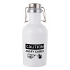 Caution, angry gamer!, Μεταλλικό παγούρι Λευκό (Stainless steel) με καπάκι ασφαλείας 1L