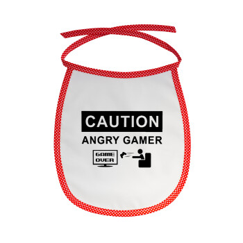 Caution, angry gamer!, Σαλιάρα μωρού αλέκιαστη με κορδόνι Κόκκινη