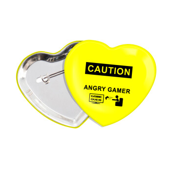 Caution, angry gamer!, Κονκάρδα παραμάνα καρδιά (57x52mm)