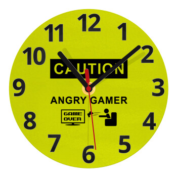 Caution, angry gamer!, Ρολόι τοίχου γυάλινο (20cm)