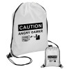 Caution, angry gamer!, Τσάντα πουγκί με μαύρα κορδόνια 45χ35cm (1 τεμάχιο)