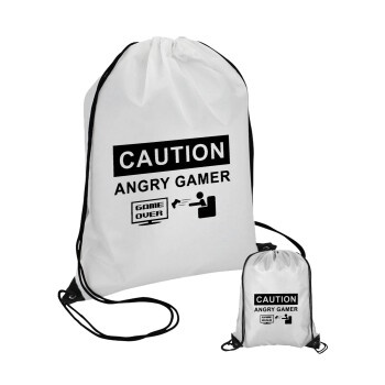Caution, angry gamer!, Τσάντα πουγκί με μαύρα κορδόνια (1 τεμάχιο)