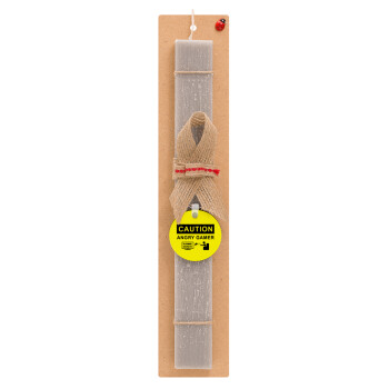 Caution, angry gamer!, Easter Set, wooden keychain & scented Easter candle flat (30cm) (GRAY)