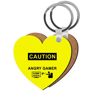 Caution, angry gamer!, Μπρελόκ Ξύλινο καρδιά MDF