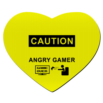Caution, angry gamer!, Mousepad καρδιά 23x20cm