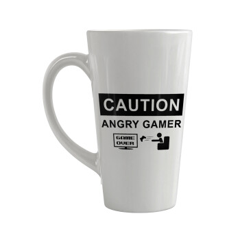 Caution, angry gamer!, Κούπα κωνική Latte Μεγάλη, κεραμική, 450ml