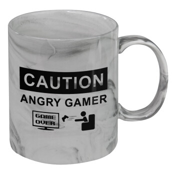 Caution, angry gamer!, Κούπα κεραμική, marble style (μάρμαρο), 330ml