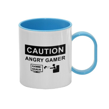 Caution, angry gamer!, Κούπα (πλαστική) (BPA-FREE) Polymer Μπλε για παιδιά, 330ml