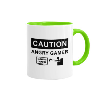 Caution, angry gamer!, Κούπα χρωματιστή βεραμάν, κεραμική, 330ml