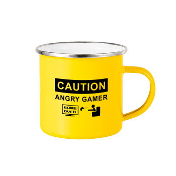 Caution, angry gamer!, Κούπα Μεταλλική εμαγιέ Κίτρινη 360ml