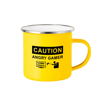 Caution, angry gamer!, Yellow Enamel Metallic Cup 360ml