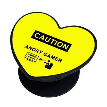 Caution, angry gamer!, Phone Holders Stand  καρδιά Μαύρο Βάση Στήριξης Κινητού στο Χέρι