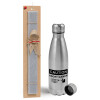 Easter Set, metallic Inox water bottle (750ml) & aromatic flat Easter candle (30cm) (GRAY)