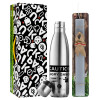 Easter Set, metallic stainless thermos flask (500ml) & scented flat Easter candle (30cm) (GRAY)