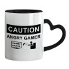 Mug heart black handle, ceramic, 330ml