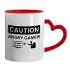 Mug heart red handle, ceramic, 330ml