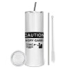 Tumbler stainless steel 600ml, with metal straw & cleaning brush