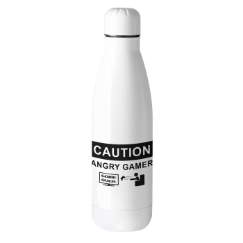 Caution, angry gamer!, Metal mug thermos (Stainless steel), 500ml
