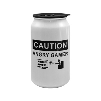 Caution, angry gamer!, Κούπα ταξιδιού μεταλλική με καπάκι (tin-can) 500ml