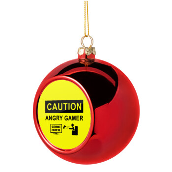 Caution, angry gamer!, Χριστουγεννιάτικη μπάλα δένδρου Κόκκινη 8cm