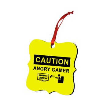 Caution, angry gamer!, Χριστουγεννιάτικο στολίδι polygon ξύλινο 7.5cm