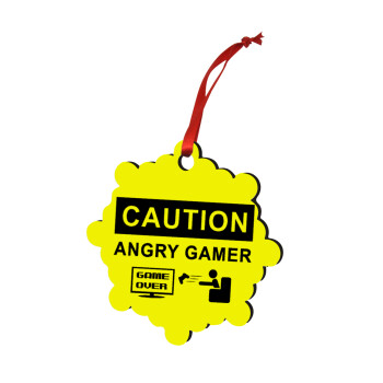 Caution, angry gamer!, Χριστουγεννιάτικο στολίδι snowflake ξύλινο 7.5cm