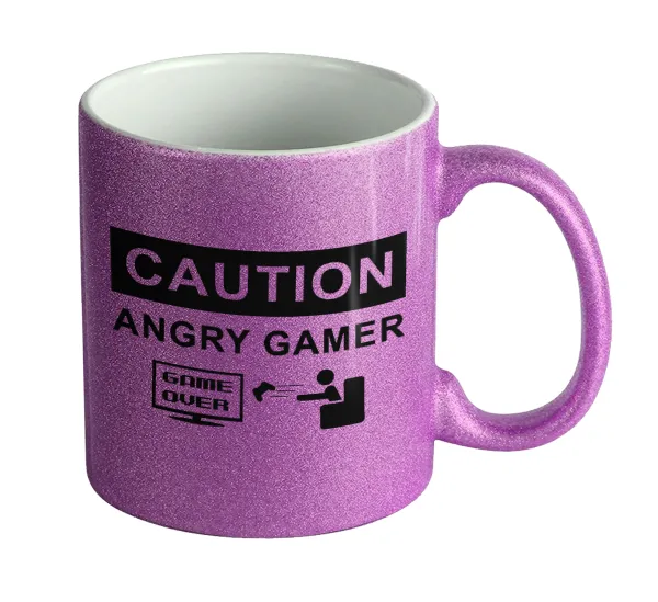 Caution — Κούπα Μωβ Glitter που γυαλίζει, κεραμική, 330ml