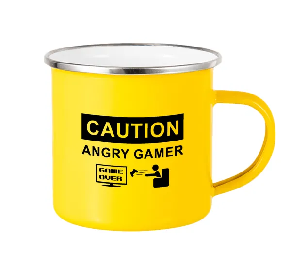 Caution — Yellow Enamel Metallic Cup 360ml