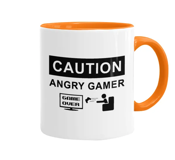 Caution — Mug colored orange, ceramic, 330ml