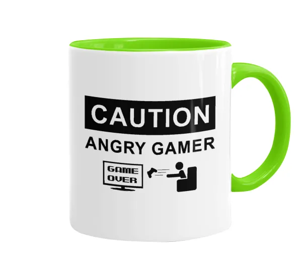 Caution — Mug colored light green, ceramic, 330ml