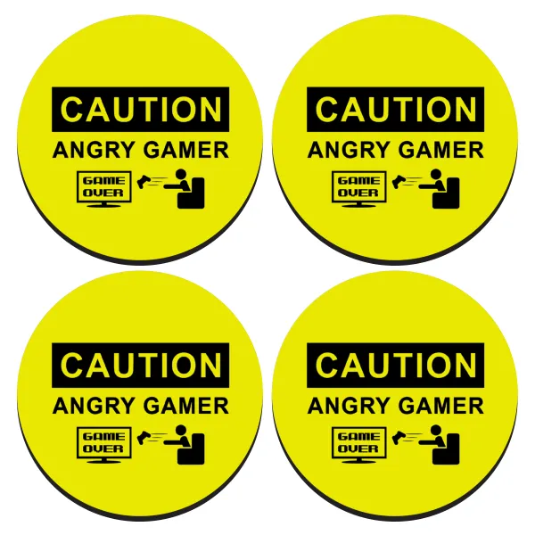 Caution — ΣΕΤ 4 Σουβέρ ξύλινα στρογγυλά (9cm)