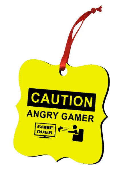 Caution — Christmas ornament polygon wooden 7.5cm