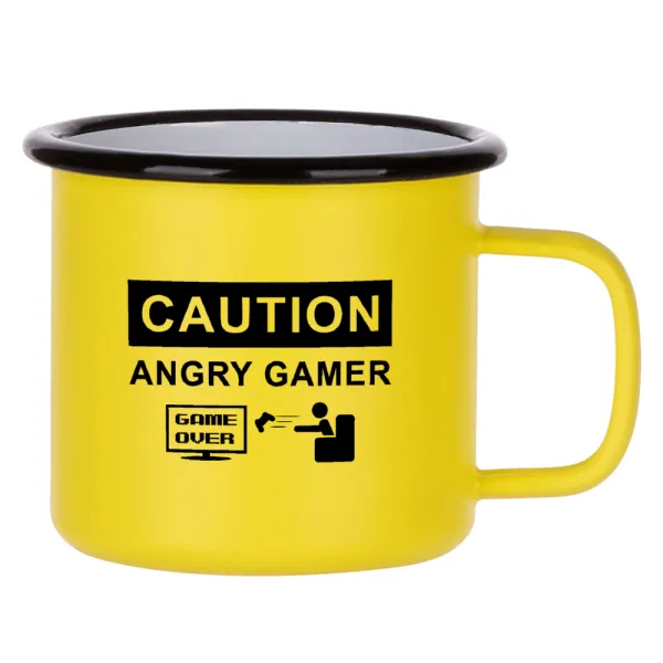 Caution — Κούπα Μεταλλική εμαγιέ ΜΑΤ Κίτρινη 360ml