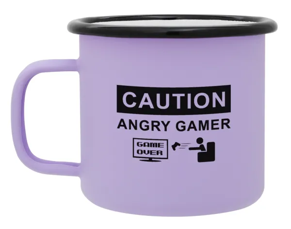 Caution — Metal enamel mug, matte light pastel purple, 360ml