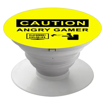 Caution, angry gamer!, Phone Holders Stand  Λευκό Βάση Στήριξης Κινητού στο Χέρι
