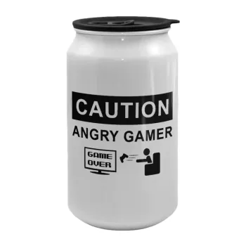 Caution, angry gamer!, Κούπα ταξιδιού μεταλλική με καπάκι (tin-can) 500ml
