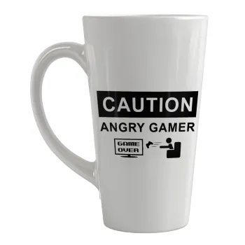Caution, angry gamer!, Κούπα κωνική Latte Μεγάλη, κεραμική, 450ml