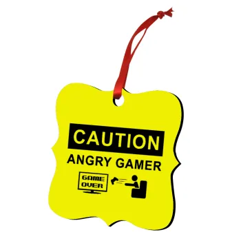 Caution, angry gamer!, Christmas ornament polygon wooden 7.5cm
