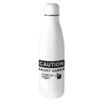 Caution, angry gamer!, Μεταλλικό παγούρι θερμός (Stainless steel), 500ml
