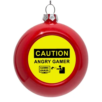 Caution, angry gamer!, Red Christmas tree ornament bauble 8cm